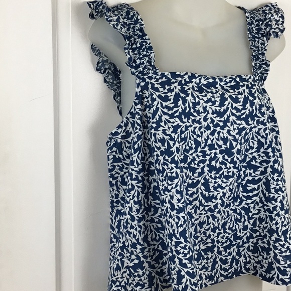 J.Crew smocked ruffle shoulder tank top - Picture 3 of 8